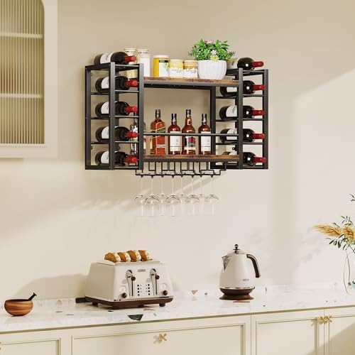 Homeiju Wall Mounted Wine Rack,Wider Side Compartments for Champagne/Magnum - Image 5