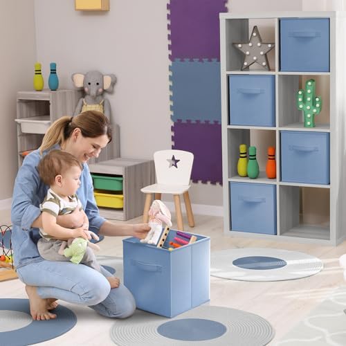 Sorbus Fabric Storage Cubes, 6-Pack Foldable Bins (13 Inch, Pastel Blue) - Image 3