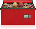 Christmas Ornament Storage Container with Dividers - Box Stores Up to 54 Ornaments, Zippered, Convenient, Adjustable, Large Organizer Bin to Protect Holiday Décor, Fits Most Standard Size, Red by HOLDN%E2%80%99STORAGE