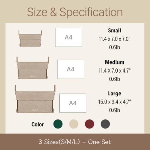 meaningLAB 3 Assorted Sizes Collapsible Felt Storage Box - 2in1 Function with Lid - Versatile Felt Storage Bins for Closet, Cube Organizer, Makeup & Basket (Beige) - Image 7