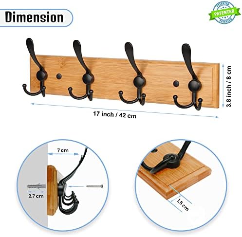 GlazieVault Wooden Coat Hooks for Wall - Bamboo Wood Coat Rack(2 Pack) - Heavy Duty Coat Hooks Wall Mounted - Wall Hooks and Clothes Hooks - Image 2