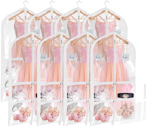 Univivi 40 Inch Dance Costume Garment Bags for Dancers, Clear, 8 Pack by Univivi