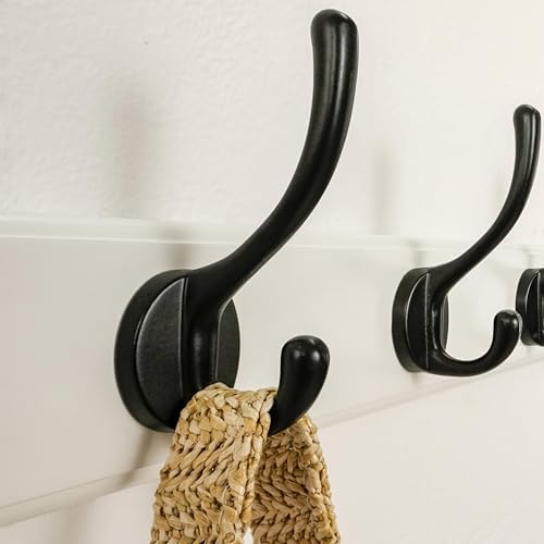Dseap Coat Rack Wall Mounted: 10-Hooks, 38-1/4" Long, 16" Hole to Hole, Wood Coat Hooks Wall Mounted, Hook Rack, Hook Rail, Hooks for Hanging Coats, White & Black, Pack of 2 - Image 4