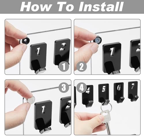 Beeveer Acrylic Key Holder Board with 75 Hooks, Wall Mount Organizer, Clear - Image 3