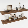 Acovy 48 Inch Floating Shelves, 12" Deep Floating Shelf Wall Mounted, 48" Wall Shelves, Rustic Deep Bookshelf, Extra Deeper & Thicker Display Shelves for Bedroom, Living Room, Walnut, Set of 2 by Acovy