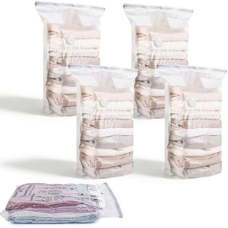 No Pump Vacuum Storage Bags, 3D Vacuum Compression Bags, 28"×20"×12"(4) by anykill