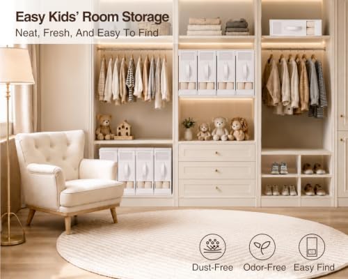 DIMJ Bed Sheet Organizers and Storage 8 Pack - Foldable Sheet Holder, Linen Closet Organizer Box for Sheets Set, Bedding, Blankets, Towel (King & Queen Size) - Image 4