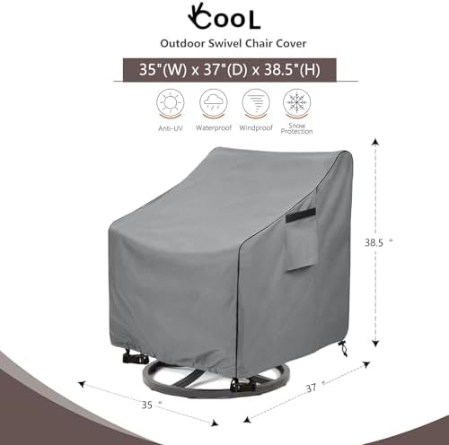 Okcool Patio Chair Covers,Heavy Duty 600D Outdoor Furniture Covers Fits up to 35" W x 37" D x 38.5" H inches -2 Pack,Grey - Image 2