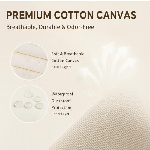 6Pack Canvas Storage Bags for Clothes & Comforters with Clear Window, Beige - Image 7