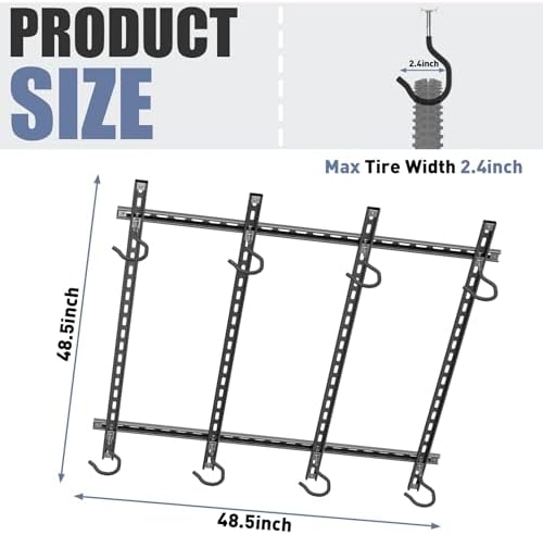 WALMANN Garage Ceiling Bike Rack, Adjustable Overhead Bicycle Storage System – Stores 4 Bikes Horizontally or 8 Bikes Vertically, Ceiling-Mount Bike Hanger for Road & Mountain Bikes - Image 3