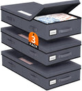 StoreHappily Under Bed Storage Containers with Lids, 3 Pack Foldable Grey by StoreHappily
