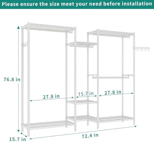 Heavy Duty Large Garment Rack, Portable Wardrobe Clothes Rack - Image 4