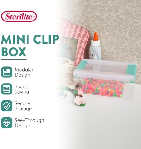 Sterilite Clip Box, Stackable Clear Plastic Bins- Mini, 12-Pack - Image 2