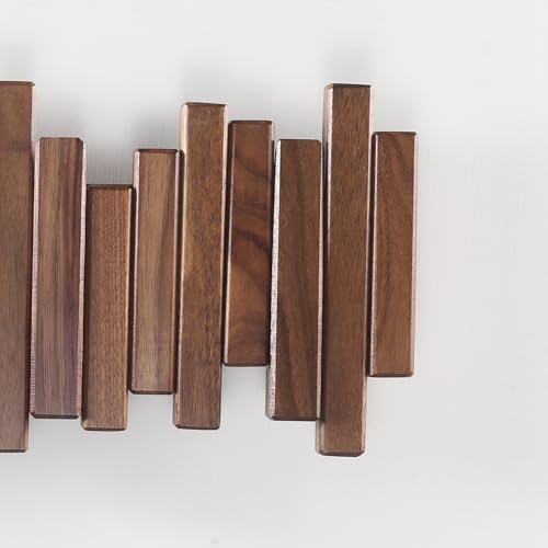 Coat Rack Wall Mount Piano Flip Down Wall Hook Rack 5 Hooks Walnut - Image 4