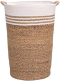 Seville Classics Premium Natural Handwoven Portable Laundry Bin Basket with Carrying Handles, Household Storage for Clothes, Linens, Sheets, Hamper with Liner, White by Unknown