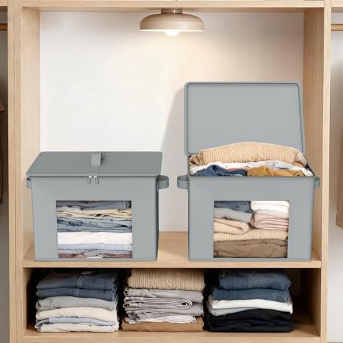 Zilink Fabric Storage Bins with Lid Closet Storage Bins, Light Grey, 4Pack - Image 5