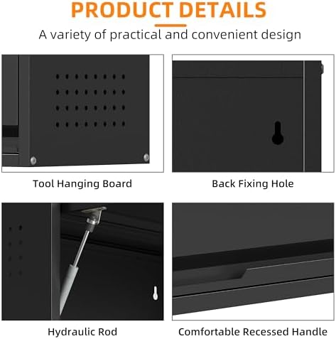 Garage Wall Cabinet, 25.6" H Metal Wall Cabinet with 2 Up-Flip Door - Image 5
