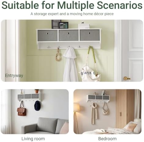 Haotian SoBuy Wall Shelf with Hooks, Coat Rack Wall Mounted with Shelf - Image 5