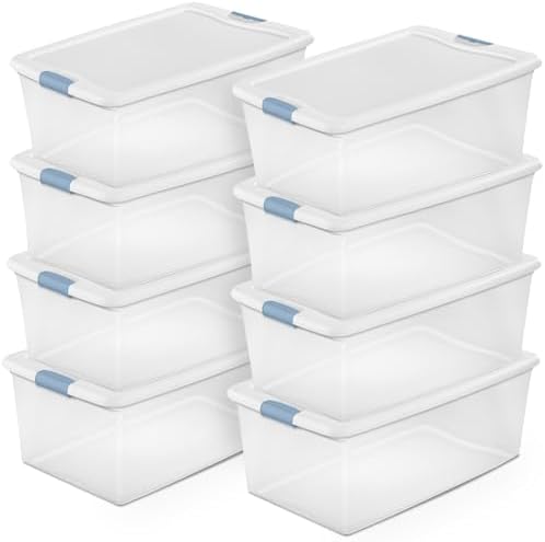 Sterilite Latching Box with Lids for Home and Office, 106 Quart, 8-Pack by Sterilite