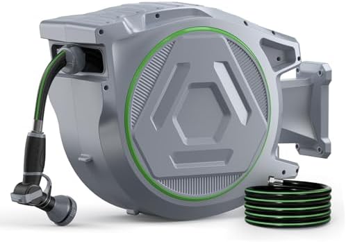 Etoolab Retractable Garden Hose Reel 100+6.6ft x 5/8 in with 9 Spray Nozzle by ETOOLAB