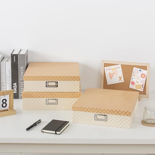 Soul & Lane - Geometric Check Scrapbook Storage Boxes with Lids, Set of 3 - Image 3