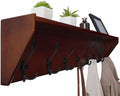 WEBI Coat Rack Wall Mount with Shelf,35" Long Wall Shelf with Hooks Underneath,7 Triple Hooks for Entryway,Hallway,Bedroom,Cherry by WEBI
