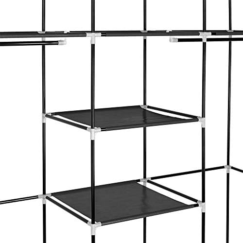 Knocbel Portable Closets Freestanding Closet Organzier Clothes Garment Rack with Storage Shelves & 2 Hanging Rods 59" W x 17" D x 68.9" H Black - Image 4