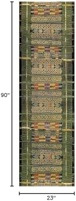 Liora Manne Marina Low Profile Durable Indoor/Outdoor Woven Rug- Tribal Stripe Green 1'11" x 7'6" - Image 2