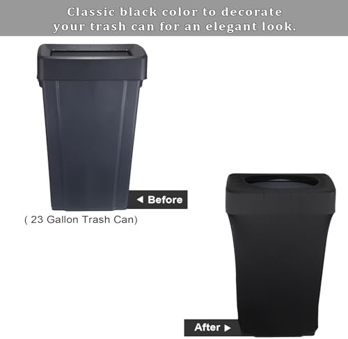 BSTKEY 23 Gallon Stretch Spandex Trash Can Cover, 8 Pack Outdoor Fitted Waste Container Cover Rectangular Garbage Can Covers for Wedding Party Commercial Fundraiser Decor, Without Trash Can (Black) - Image 6