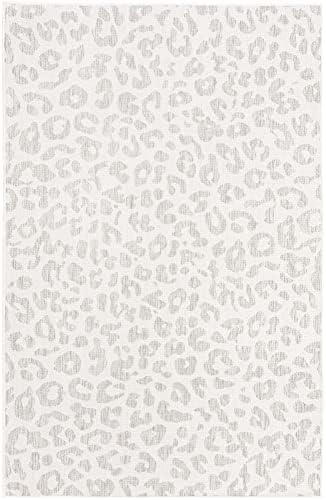 Unique Loom Outdoor Safari Collection Area Rug - Leopard (5' 3" x 7' 10" Rectangle, Ivory Gray) - Image 3