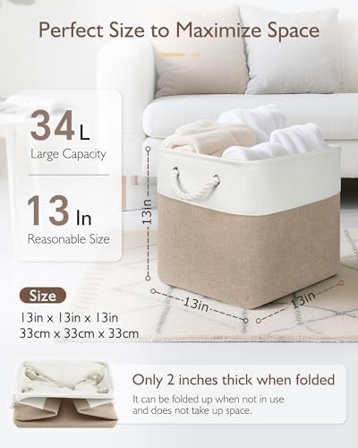 Patvingot 13-Inch Fabric Cube Storage Bins with Handles,4 Pack,Foldable - Image 2