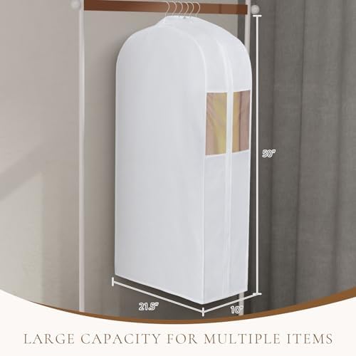 Univivi 50 Inch Cotton Hanging Garment Bags for Storage 2 Pack, White - Image 6