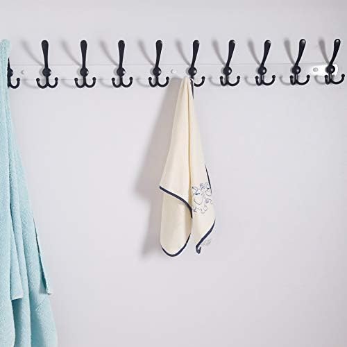 Dseap Coat Rack Wall Mount - 38” Long 10-Tri-Hooks Heavy Duty Coat Hanger Rail Wall Hooks for Hanging Coats Hats Clothing Clothes Purse Mudroom Entryway, White/Black, Pack of 2 - Image 4