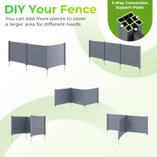 GIANTEX No-Dig Air Conditioner Fence, 3 Panels, 48''W x 36''H, Gray - Image 5