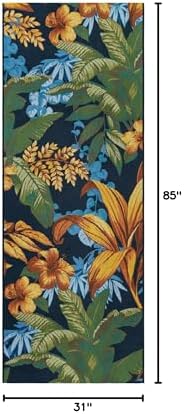 Unique Loom Outdoor Botanical Collection Area Rug - Calypso (2' 7" x 7' 1" Runner, Multi/ Light Blue) - Image 2