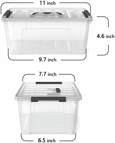 WYT 12 Pack Small 5-Quart Clear Plastic Storage Bins with Lids and Latch Buckles, Storage Organizer Container with Handle - Image 2