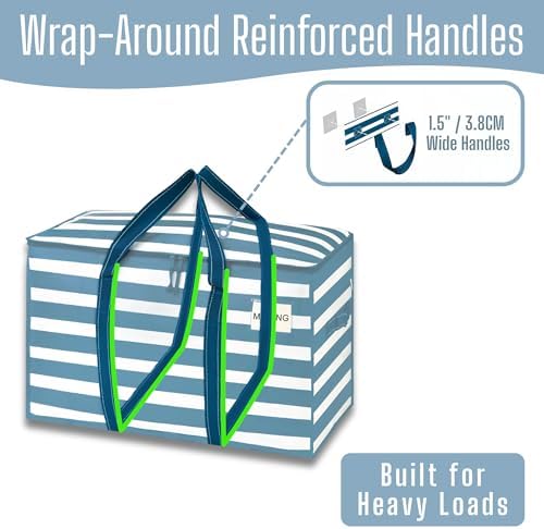 VENO 10 Pack Heavy Duty Moving Bags, Extra Large Storage Bags with Reinforced Handles & Strong Zippers, Foldable & Reusable Moving Box Alternative for Clothes & Dorm Storage - Image 3