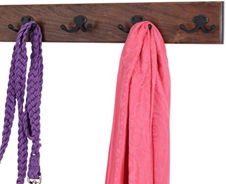 PegandRail Solid Cherry Wall Mounted Coat Rack - Oil Rubbed Bronze Double Style Coat Hooks - Made in The USA (Mahogany, 15" x 3.5" with 3 Hooks) - Image 4