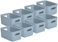 Superio Decorative Plastic Basket Open Home Storage Bins Organizer Baskets, Medium, Blue (8 Pack) Container Boxes for Organizing Closet Storage Bins for Shelves Drawer Shelf, 5 Liter by Superio