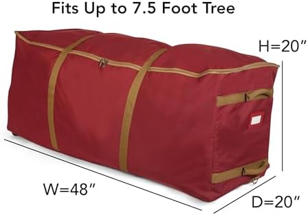 Covermates Christmas Tree Rolling Cinch Bag, 48" W x 20" D x 20" H, Red - Image 3