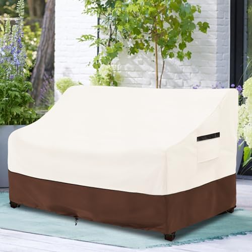 Outdoor Couch Cover,100% Waterproof 3-Seater Outdoor Loveseat/Bench Cover,Patio Furniture Covers,85" Wx 38" Dx 35" H,Beige&Brown - Image 7