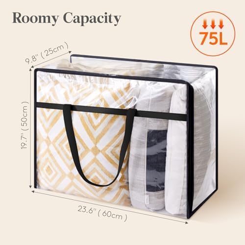 Lifewit 8 Pack Clear Clothes Storage Bags, 75L Plastic Blanket Storage Bag, Vinyl Foldable Moving Bags with Zipper, Closet Organizers and Storage Containers for Bedding, Duvet, Comforter - Image 4