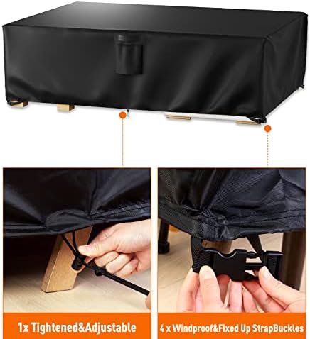 Ruimoy Patio Furniture Covers, Outdoor Furniture Cover Waterproof, General Purpose, Outside Table and Chair Covers, Heavy Duty 600D (124 Inch L x 70.8 Inch W x 29.1 Inch H) - Image 4