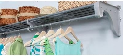 EZ SHELF - Closet Shelf with Hanging Rod – 42.5 to 75" Expandable, Silver, Closet Shelves – Strong, Holds 200 lbs – Easy Install – Backwall (floating) with 2 End Brackets, Alternative to Wire Shelving - Image 2