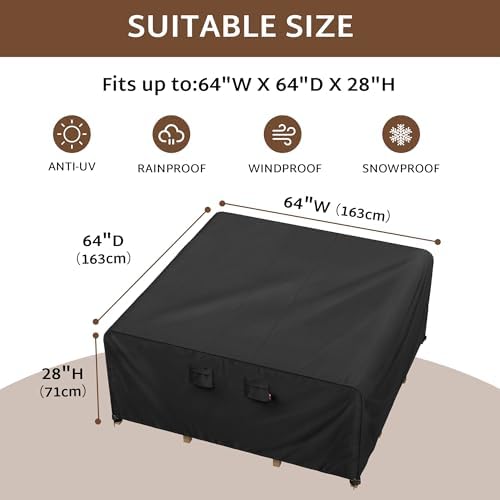 iBirdie Outdoor Table Patio Furniture Cover 64 x 64 inch Waterproof - Image 2