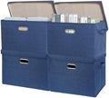 SNWDN 4 Pack Large collapsible Fabric Storage Bins with Lids (Dark Blue 17.3x11.4x11.8 inches) by Unknown