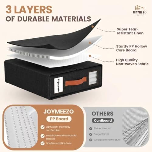 Bed Sheet Organizers, Foldable Linen Closet Storage, 6 Pack, Black - Image 3
