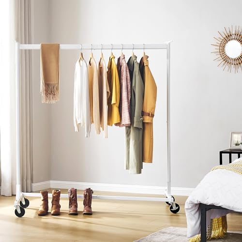 Hoctieon Z Clothes Rack with Cover, Metal Heavy Duty Clothing Rack, Rolling Garment Rack with Wheels, with Dustproof Cover Waterproof Protector, with 2 Durable Zippers, for Hanging Clothes, White - Image 5