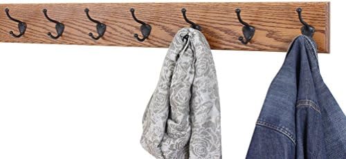 PegandRail Oak Wall Mounted Coat Rack with Bronze Hooks 4.5" Ultra Wide (Chestnut, 36" x 4.5" with 7 Hooks) - Image 2