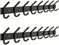 Coat Rack Wall Mount – 24 Inch Stainless Steel Hook Rail with 8 Double Coat Hooks for Hanging – Wall Mounted Entryway Organizer for Coats, Hats, Bags, Towels, Robes, Closet or Bathroom - Black 2 Pack by SAYONEYES